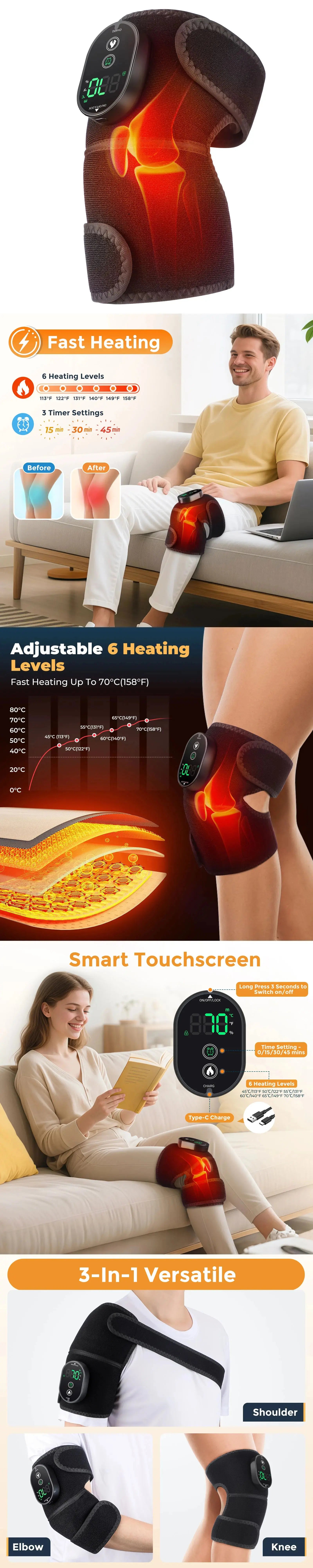 Electric Heated Massage Pad for Joint Relief