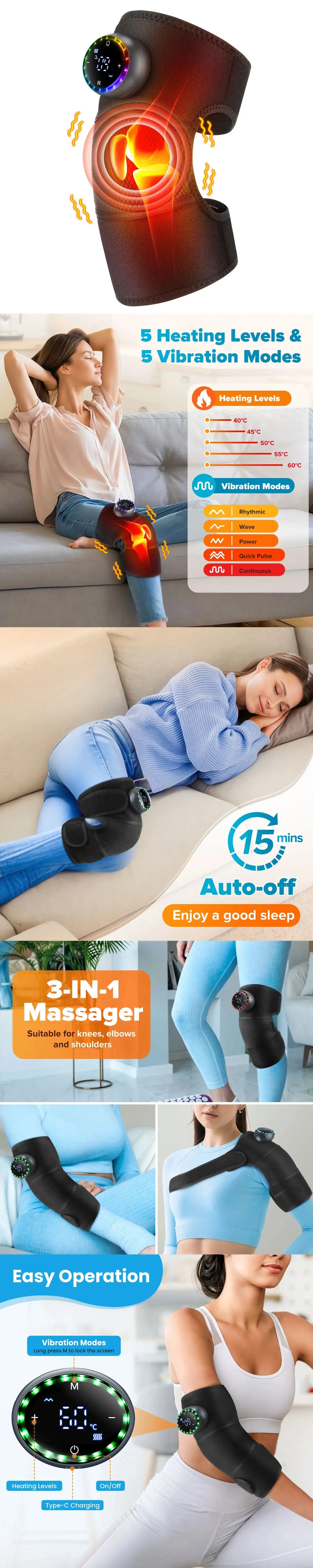 Electric Heated Massage Pad for Joint Relief